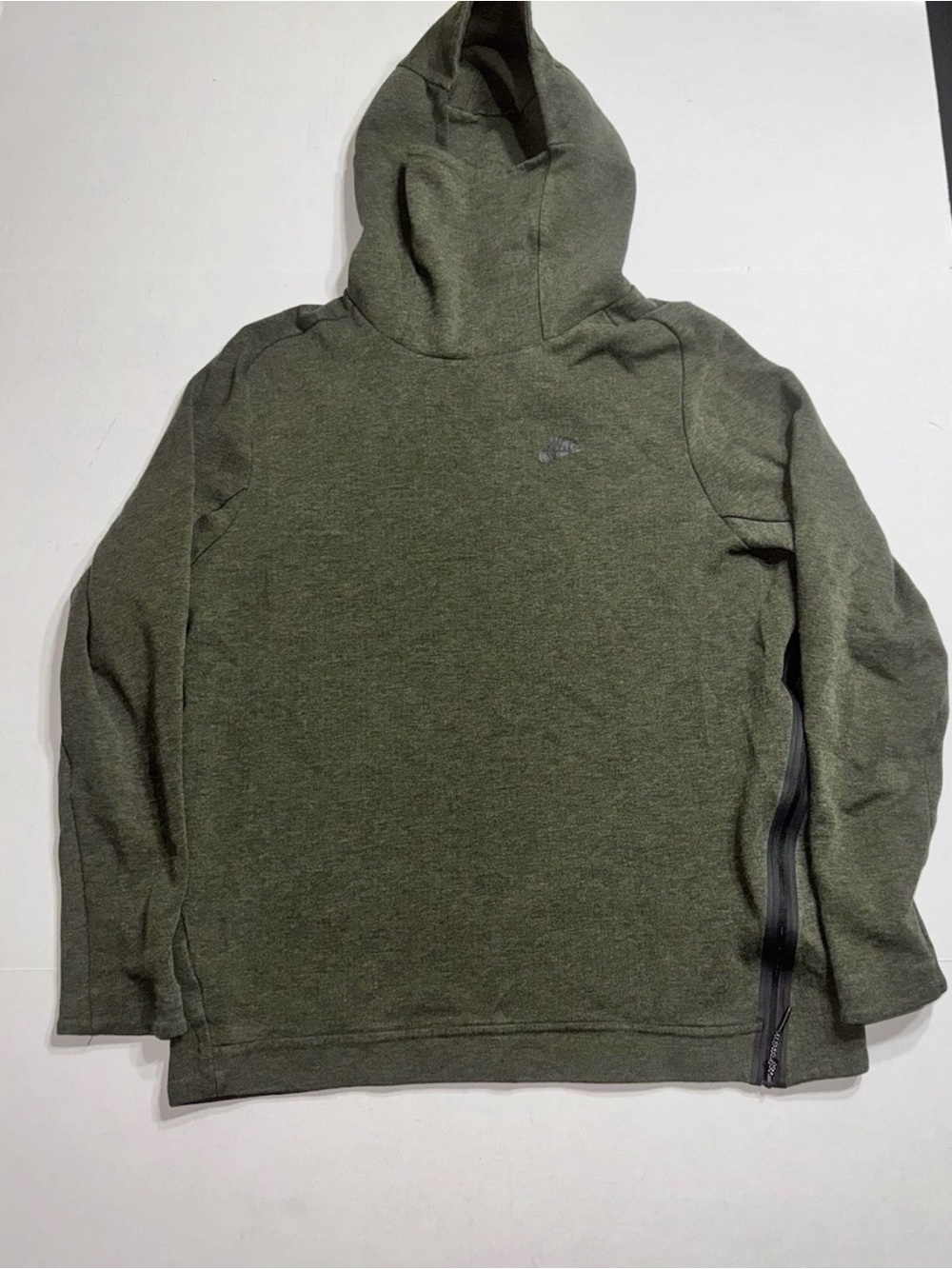 NIKE Tech Fleece Pullover Hoodie Mens Large Green Funnel Neck Side Zip 832116
